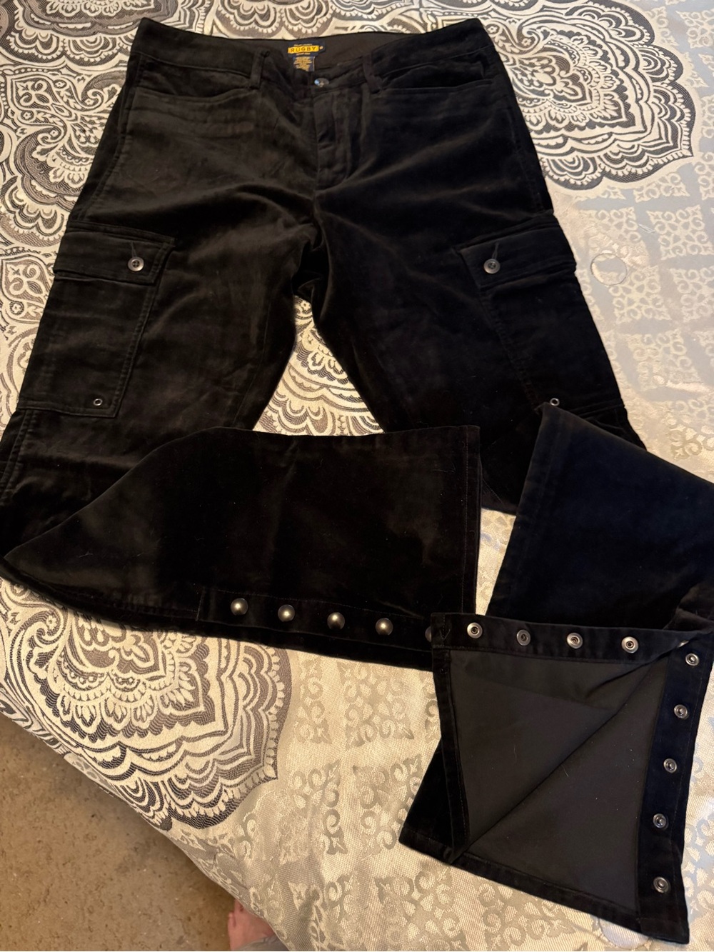 Vintage Ralph Lauren Rugby Velvet Cargo Pants with Bottom Snap Sides